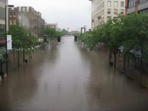 Photo courtesy Matt Herzberger. Downtown Cedar Rapids, Iowa, June 2008.