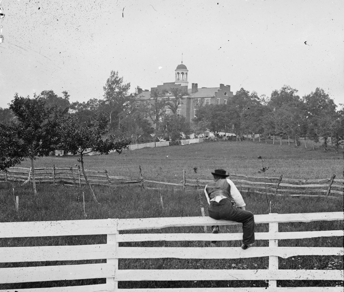 The seminary building in 1863.