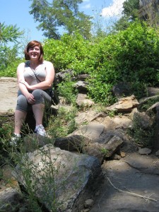 Meghan Gorecki perched atop Little Round Top.