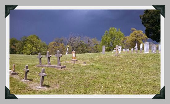 An old cemetery on the site of a former village.